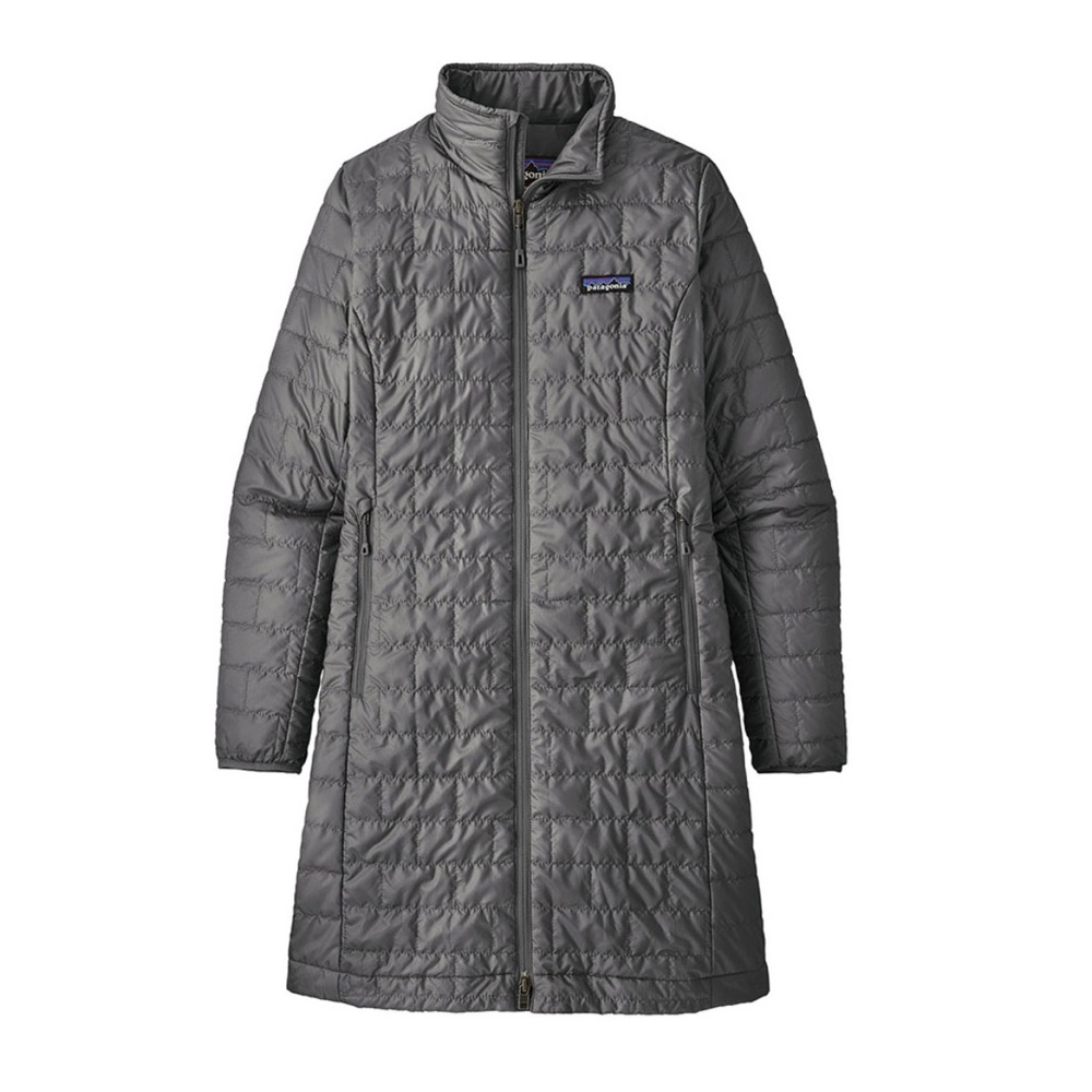 Patagonia Nano Puff Parka Jacket Womens Lg Quilted Insulated Long Coat - Gray